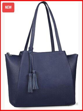 Genuine Leather Tote Bag with Laptop Compartment for Work & Travel